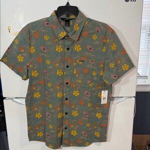 RVCA Green Floral Casual Shirt